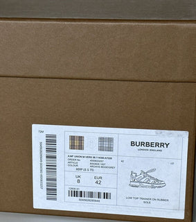 NIB Burberry Herren Union Check Archive Beige Sneakers 9 US (42 Euro) 8053928IT 