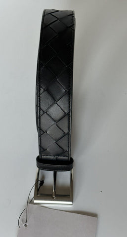 NWT $580 Bottega Veneta Intrecciato Nappa Leather Black Belt 44/110 IT 580673