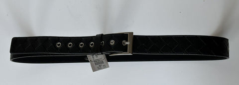 NWT $580 Bottega Veneta Intrecciato Nappa Leather Black Belt 44/110 IT 580673