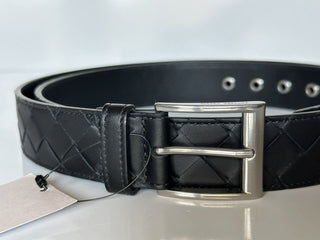 NWT 580 $ Bottega Veneta Intrecciato Nappaleder Schwarzer Gürtel 40/100 IT 580673 