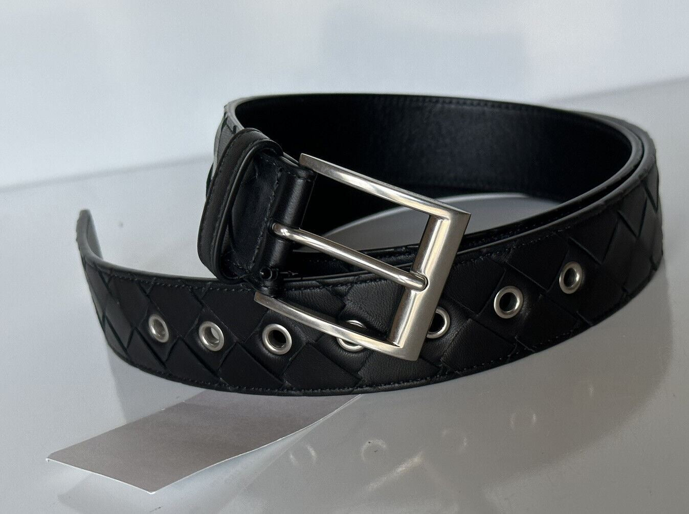NWT $580 Bottega Veneta Intrecciato Nappa Leather Black Belt 40/100 IT 580673