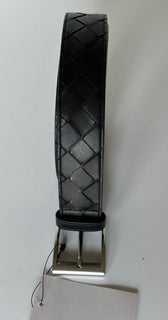 NWT 580 $ Bottega Veneta Intrecciato Nappaleder Schwarzer Gürtel 40/100 IT 580673 
