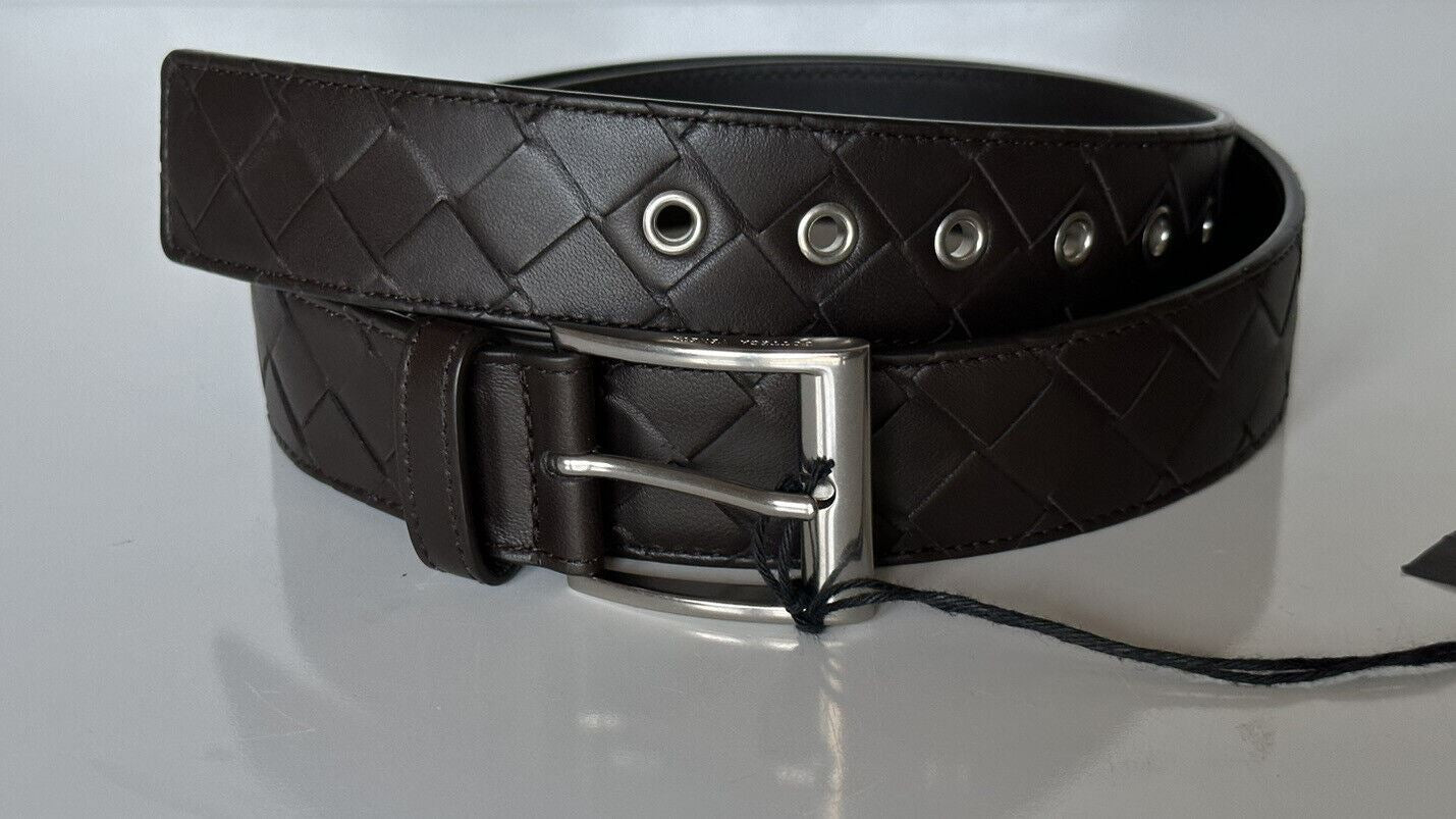 NWT $580 Bottega Veneta Intrecciato Nappa Leather Fondente Belt 42/105 IT 580673