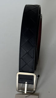 NWT 630 $ Bottega Veneta Intrecciato Nappaleder Schwarzer Gürtel 38/95 IT 611392 