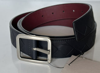 NWT 630 $ Bottega Veneta Intrecciato Nappaleder Schwarzer Gürtel 38/95 IT 611392 