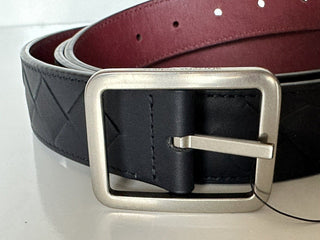 NWT 630 $ Bottega Veneta Intrecciato Nappaleder Schwarzer Gürtel 38/95 IT 611392 