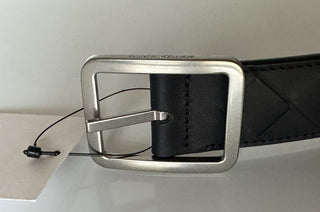 NWT 630 $ Bottega Veneta Intrecciato Nappaleder Schwarzer Gürtel 38/95 IT 611392 