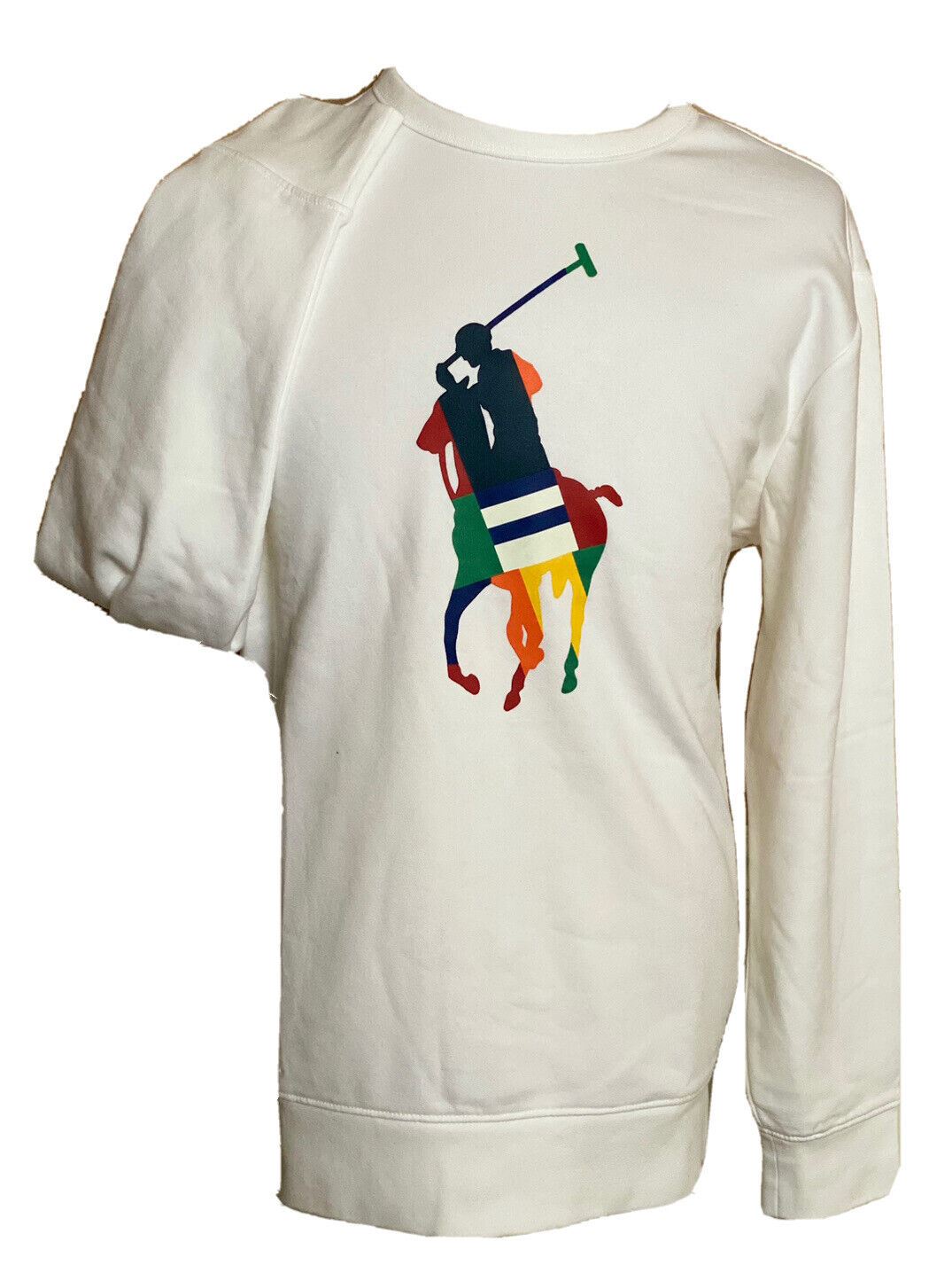 NWT $110 Polo Ralph Lauren Polo Logo Флисовый свитшот Белый L/G 