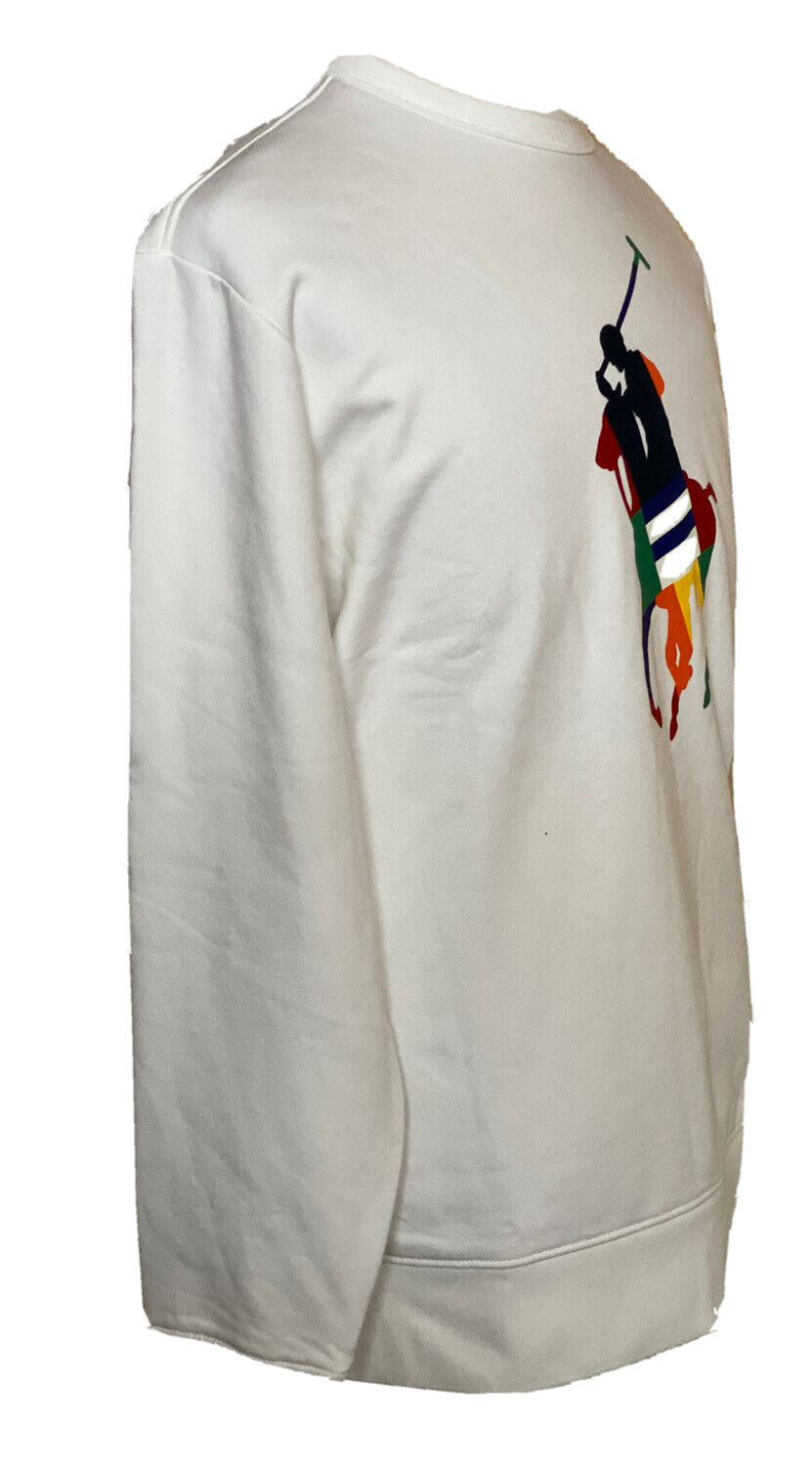 NWT $110 Polo Ralph Lauren Polo Logo Fleece Sweatshirt White L/G