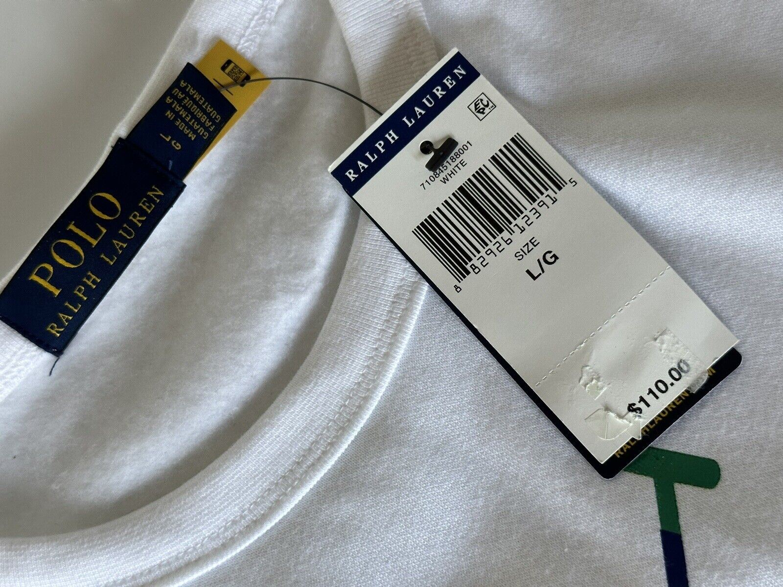 NWT $110 Polo Ralph Lauren Polo Logo Флисовый свитшот Белый L/G 