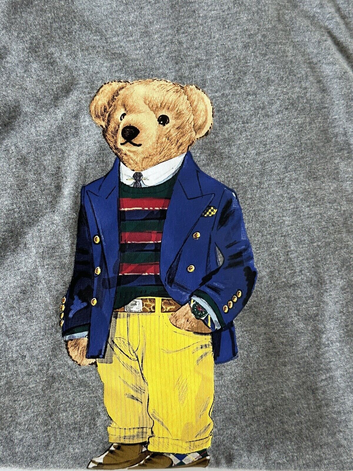 Neu mit Etikett: Polo Ralph Lauren Bear Baumwoll-T-Shirt, Grau, XL/TG