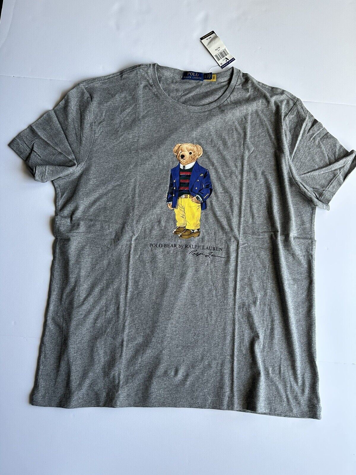Хлопковая футболка NWT Polo Ralph Lauren Bear Серая, XL/TG