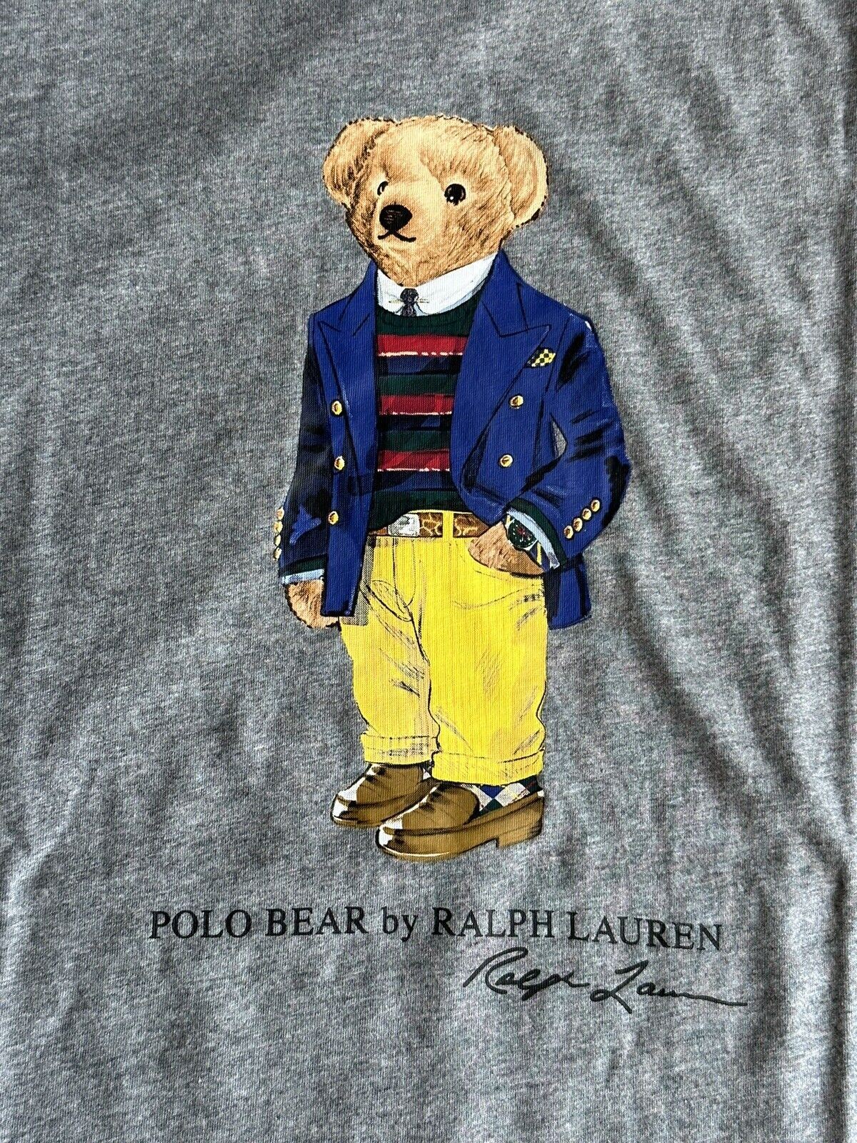 Neu mit Etikett: Polo Ralph Lauren Bear Baumwoll-T-Shirt, Grau, XL/TG