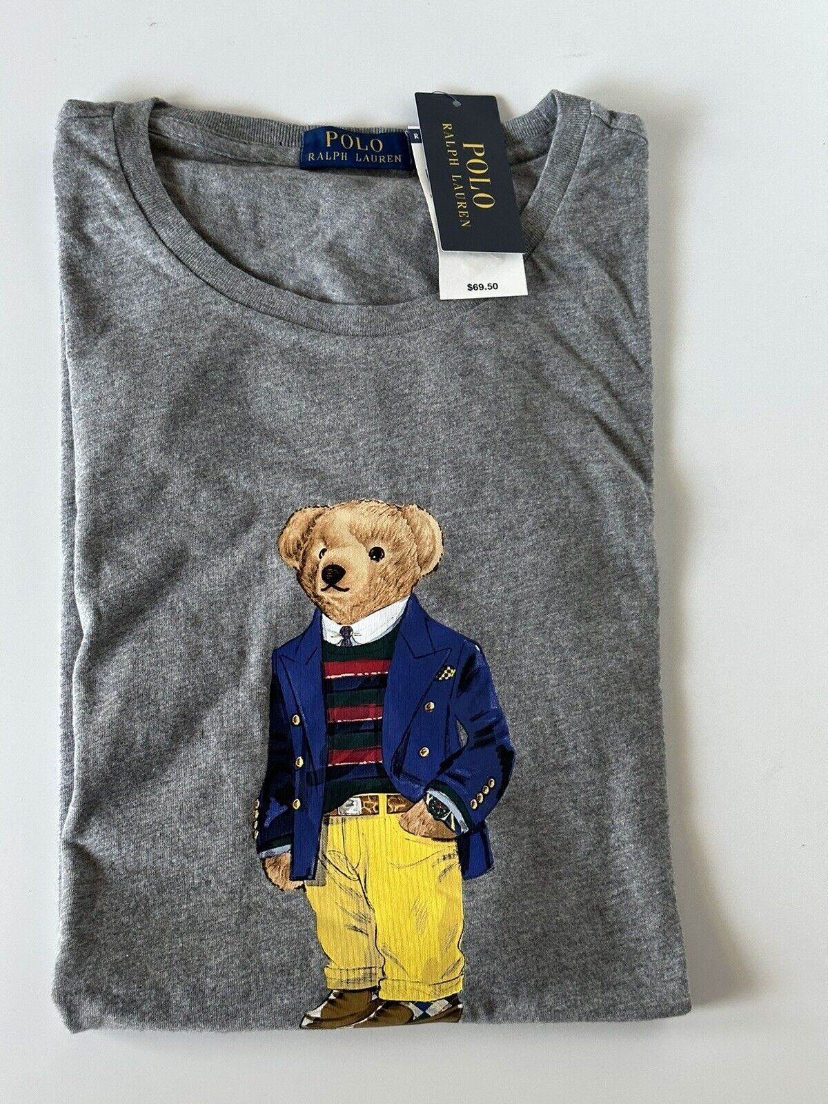 Neu mit Etikett: Polo Ralph Lauren Bear Baumwoll-T-Shirt, Grau, 2XL/2TG
