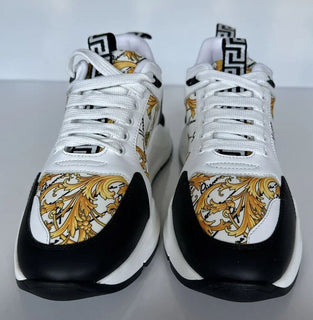 NIB $ 950 VERSACE Weiße Turnschuhe mit Barock-Print Größe 6 US (39 Euro) 1002781 Italien 