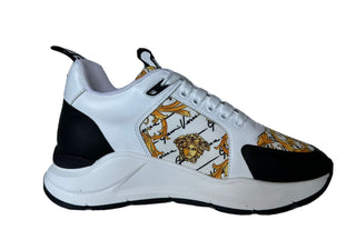 NIB $ 950 VERSACE Weiße Turnschuhe mit Barock-Print Größe 13 US (46 Euro) 1002781 IT 