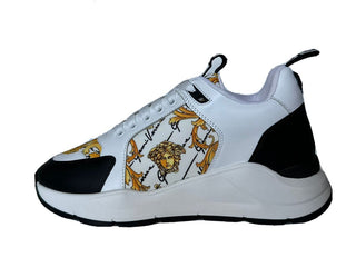 NIB $ 950 VERSACE Weiße Turnschuhe mit Barock-Print Größe 13 US (46 Euro) 1002781 IT 