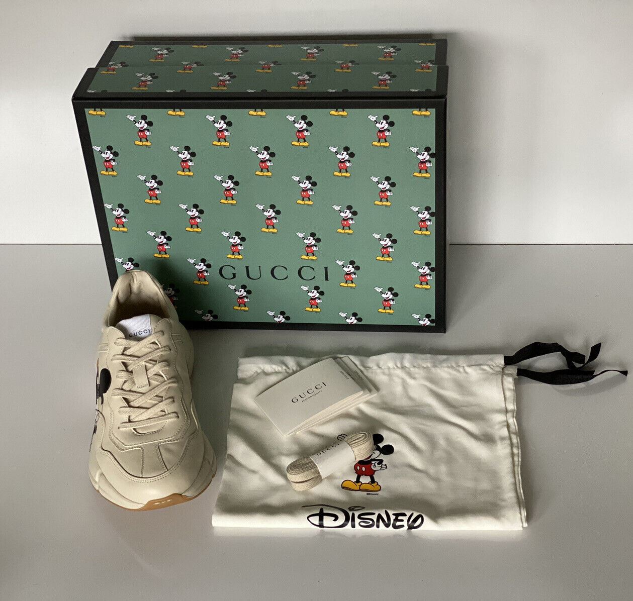 NIB Gucci Herren Mickey Mouse Disney Rhyton Sneakers 15 US (14,5 Gucci) 601370 