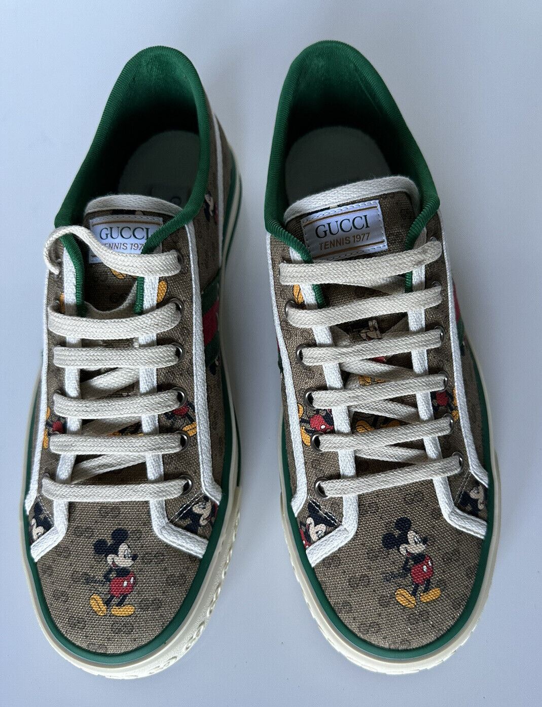 Neu mit Etikett: Gucci Herren Tennis 1977 Mickey Mouse GG Sneakers 9 US (42 Euro) 606110 IT 