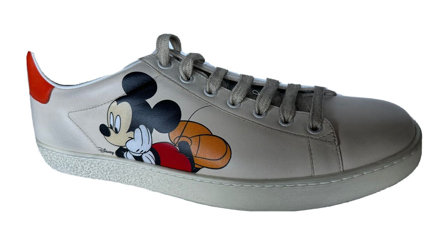 Neu mit Etikett: Gucci Herren-Mickey-Mouse-Sneaker aus weichem, elfenbeinfarbenem Leder, 8,5 US (41,5 Eu) 606110 