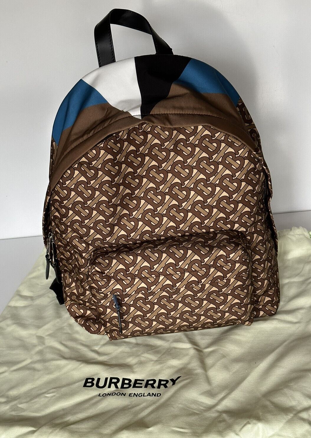 NWT Burberry Monogram Nylon Backpack Bridal Brown Made in Italy 80448241