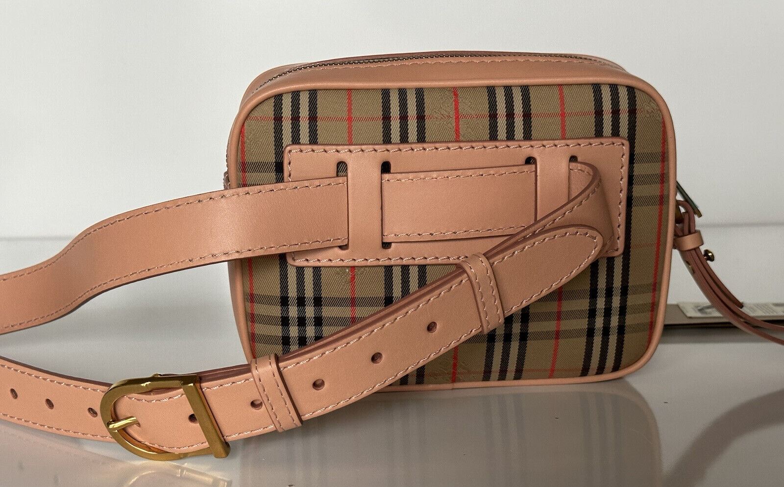 NWT $910 Burberry Peach Women's Leather Link Bum Belt/Waist/Body Bag 80075101