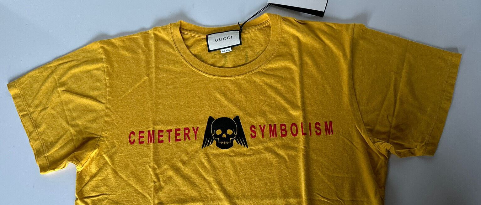 NWT Gucci Cemetery Symbolism Yellow Cotton Jersey T-Shirt L 493117 Made in Italy