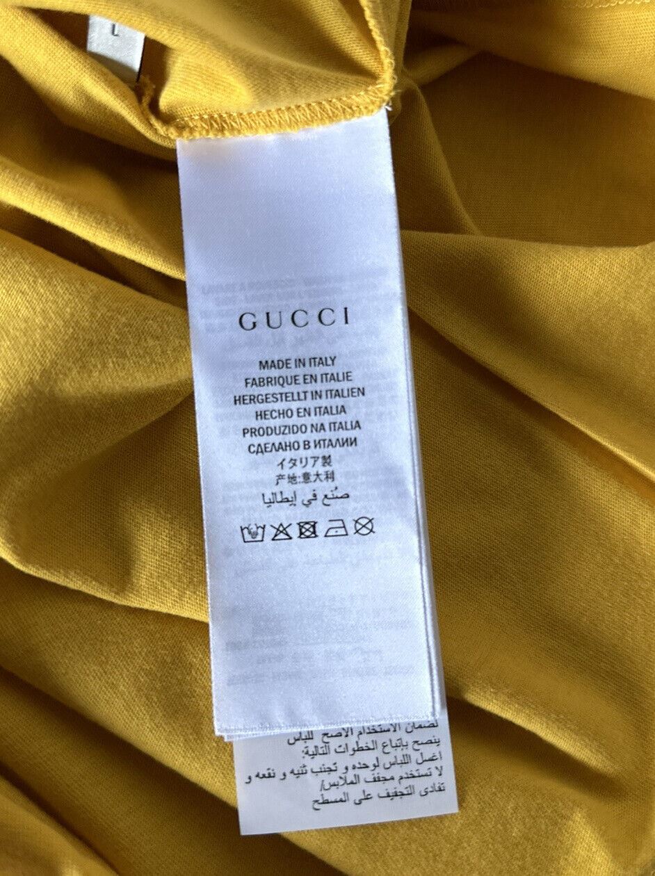 Желтая футболка из хлопкового трикотажа NWT Gucci Cemetery Symbolism L 493117 Сделано в Италии