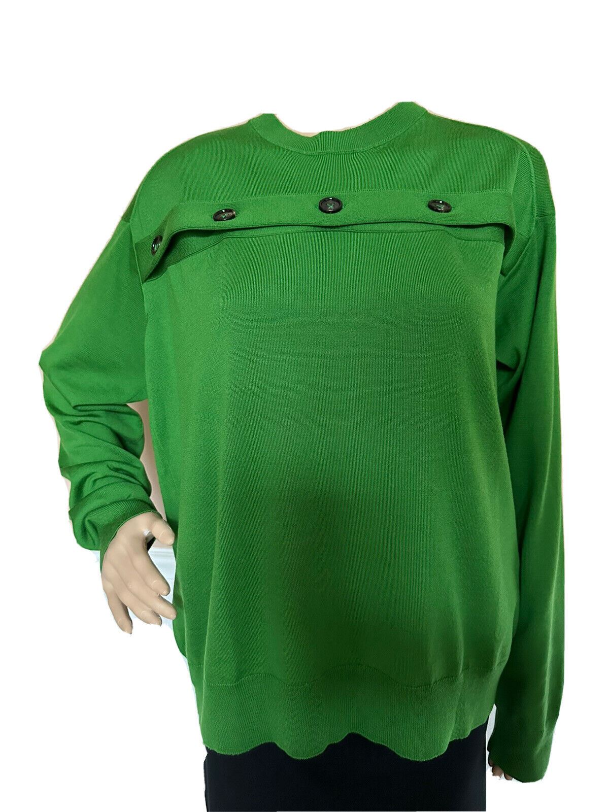 NWT $1750 Bottega Veneta Women's Green Wool Open Button Knit Top Large 648729