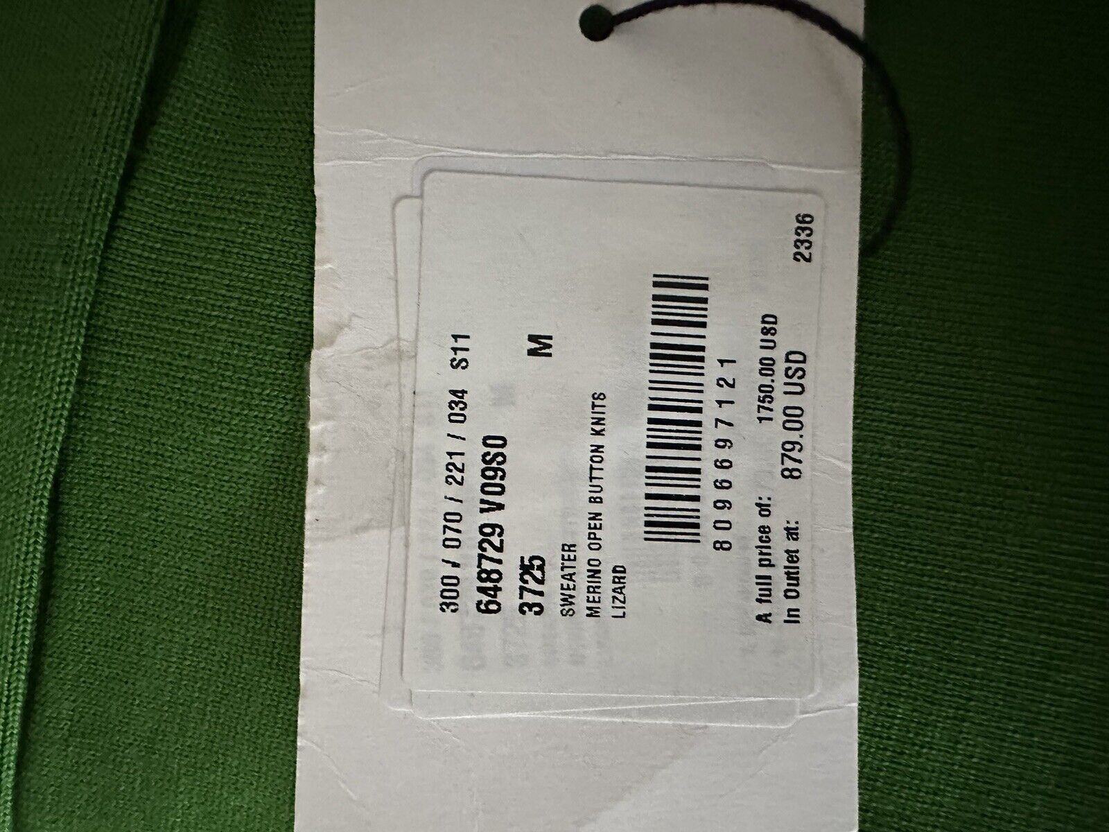 Neu mit Etikett: 1750 $ Bottega Veneta Damen-Strickoberteil aus grüner Wolle mit offenen Knöpfen Medium 648729