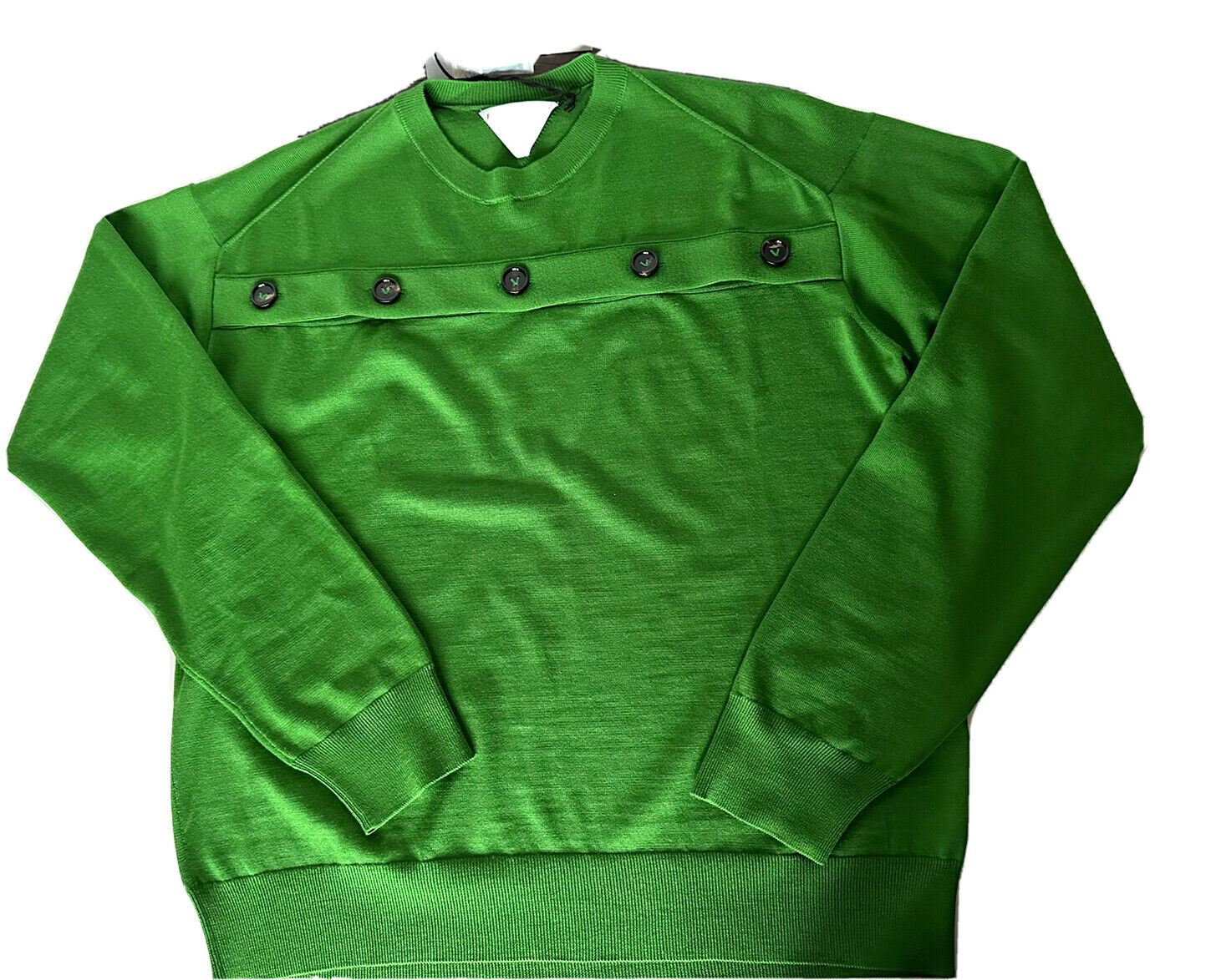 NWT $1750 Bottega Veneta Women's Green Wool Open Button Knit Top Medium 648729