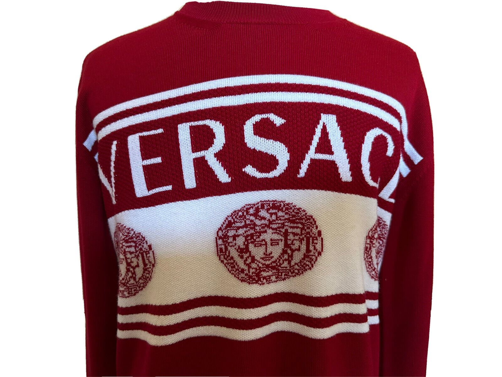 NWT 950 $ Versace Medusa Logo Wollstrickpullover Rot 48 (Medium) Italien 1002719 