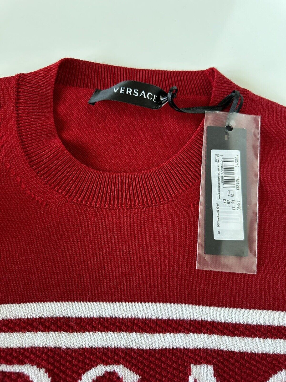 NWT $950 Versace Medusa Logo Wool Knit Sweater Red 48 (Medium) Italy 1002719