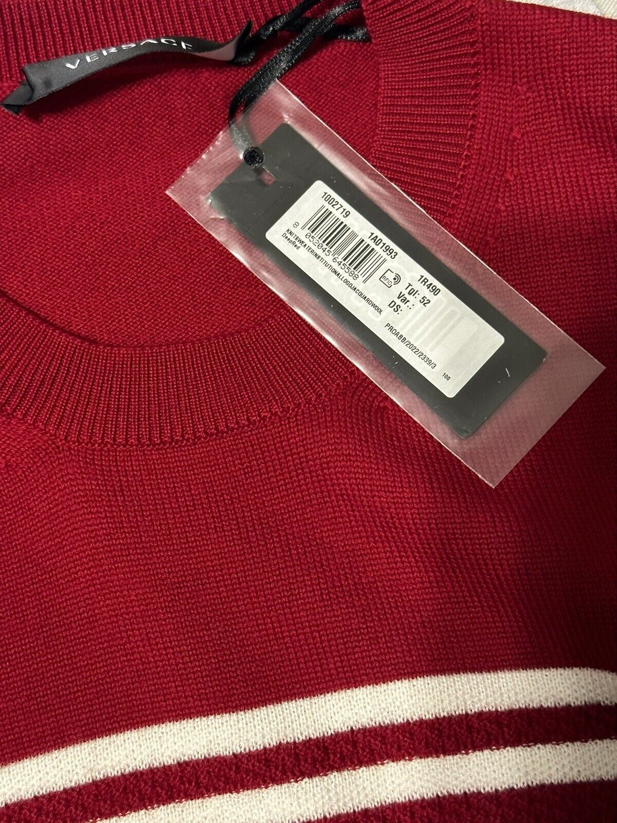 СЗТ $950 Versace Medusa Logo Шерстяной вязаный свитер Красный 52 (XL) Италия 1002719 