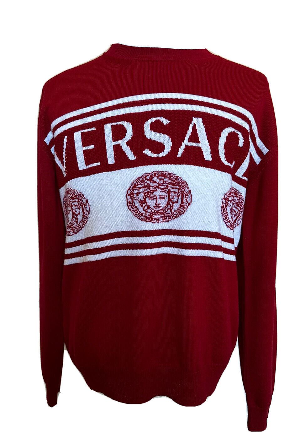NWT $950 Versace Medusa Logo Wool Knit Sweater Red 54 (2XL) Italy 1002719