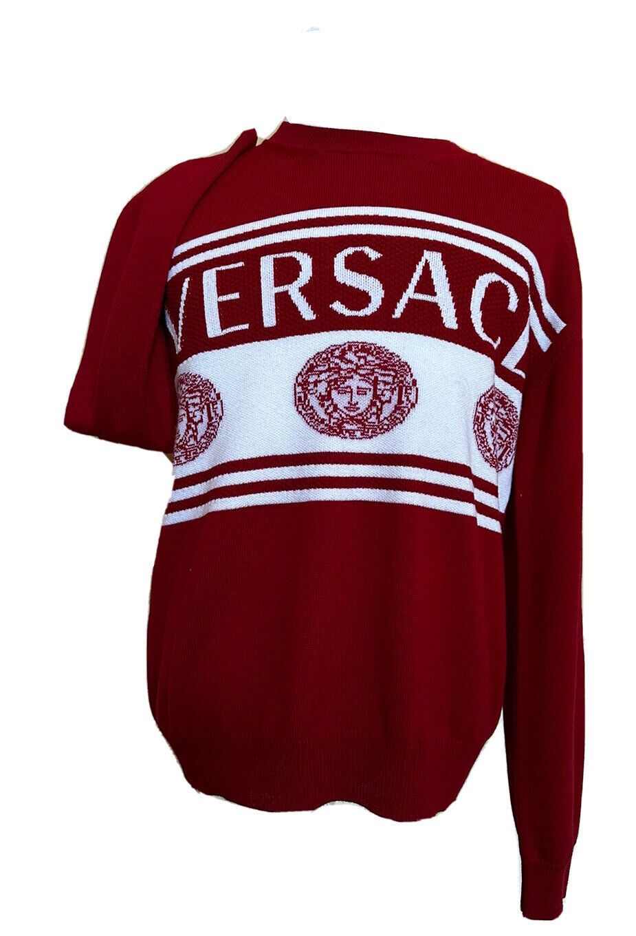 NWT $950 Versace Medusa Logo Шерстяной вязаный свитер Красный 54 (2XL) Италия 1002719 