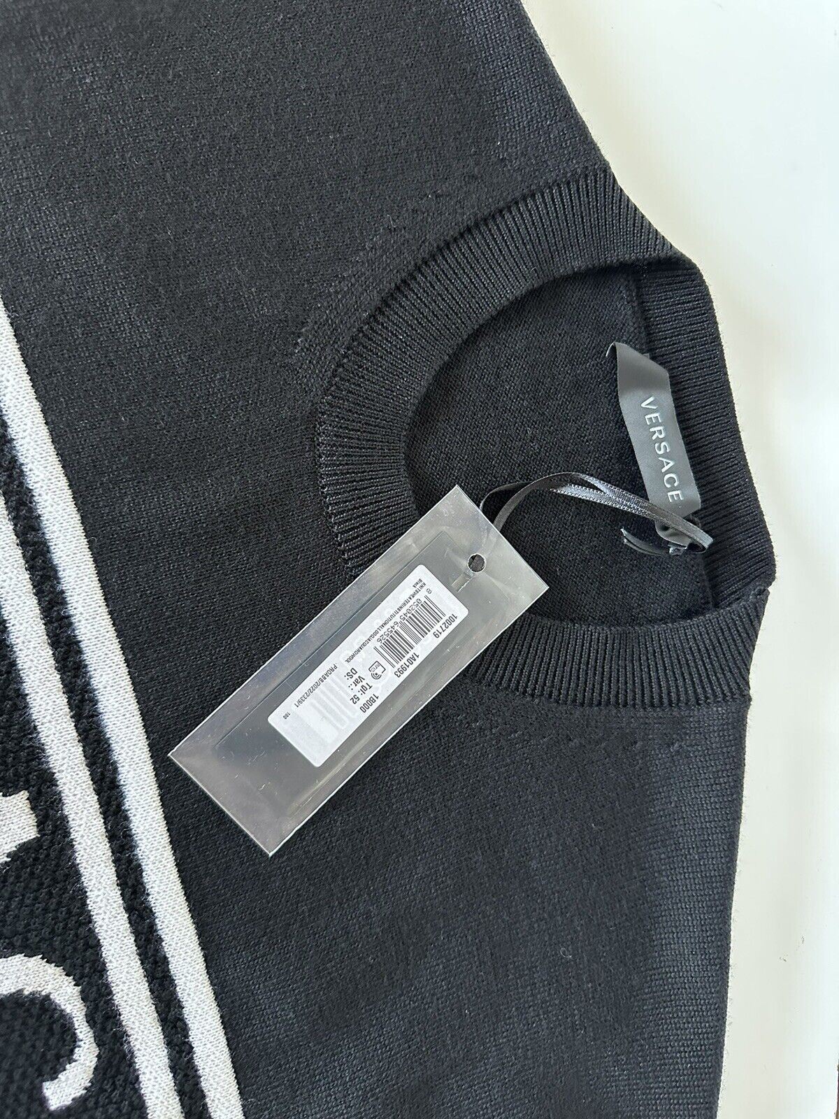 NWT $950 Versace Medusa Logo Wool Knit Sweater Black 52 (XL) Italy 1002719