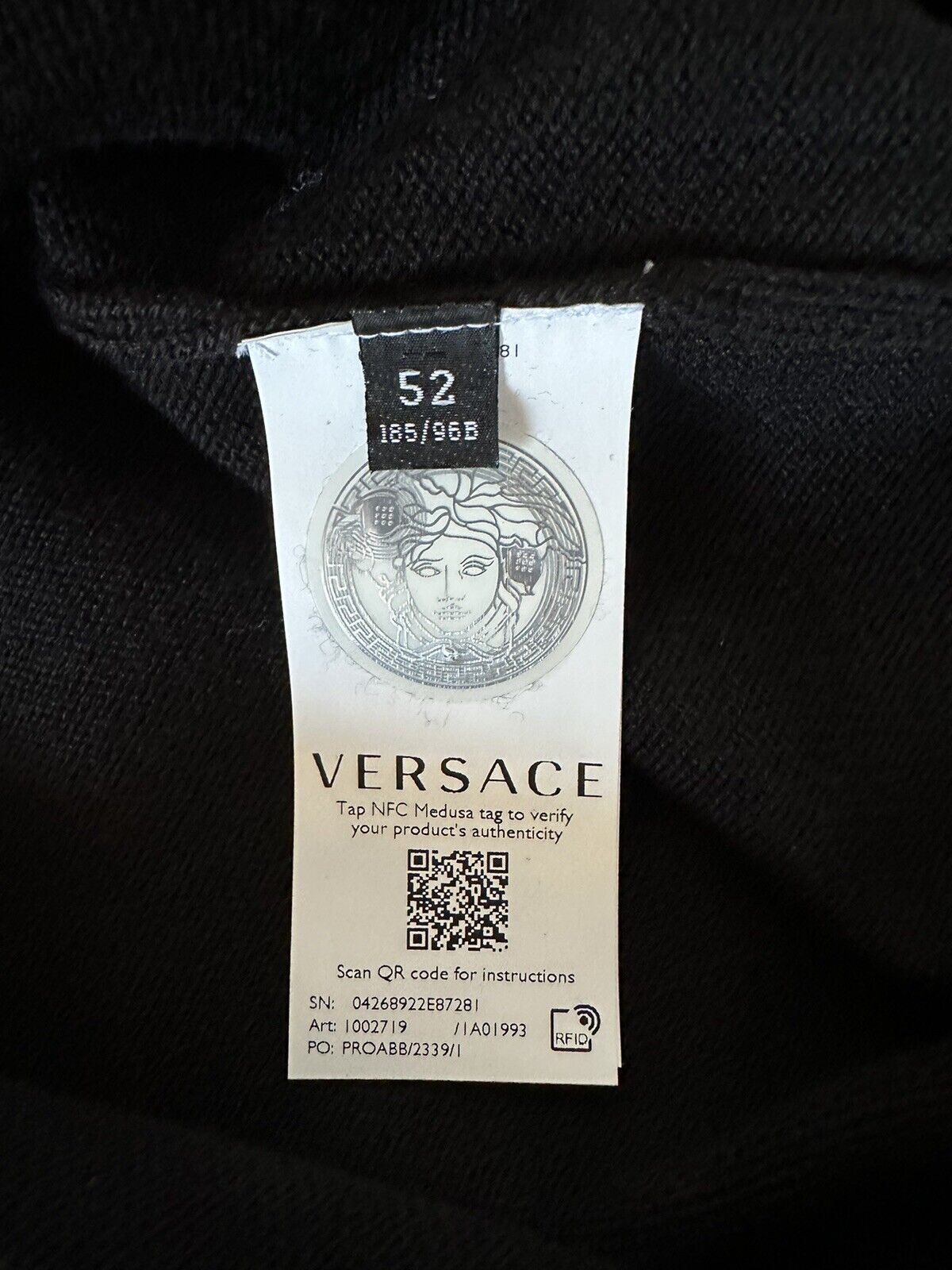 СЗТ $950 Versace Medusa Logo Шерстяной вязаный свитер Черный 52 (XL) Италия 1002719