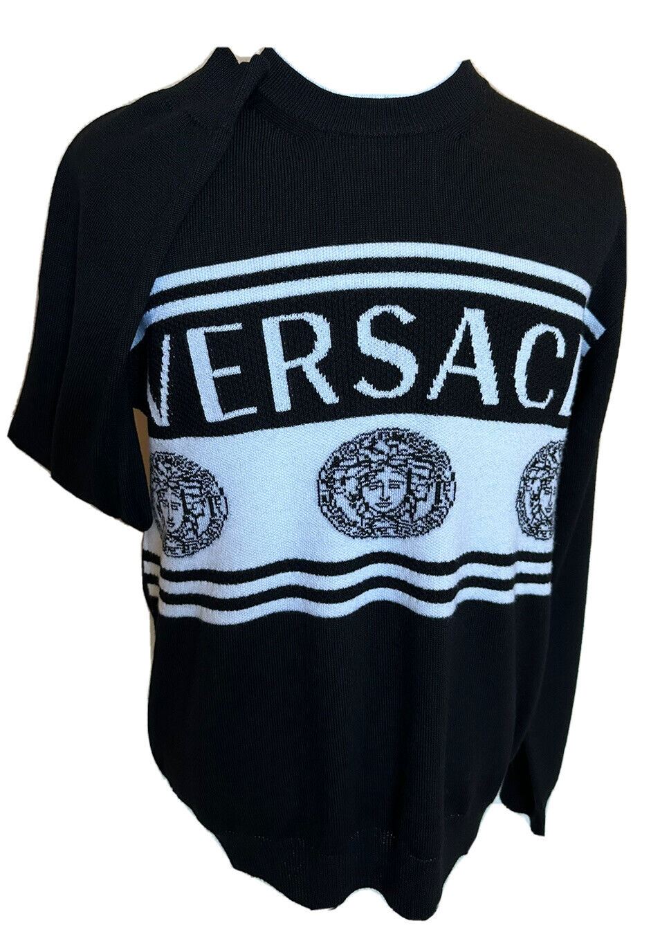СЗТ $950 Versace Medusa Logo Шерстяной вязаный свитер Черный 52 (XL) Италия 1002719