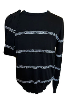 Neu mit Etikett: 850 $ Versace Logo Baumwollstrickpullover Schwarz 50 (Groß) Italien A89468S