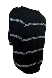 Neu mit Etikett: 850 $ Versace Logo Baumwollstrickpullover Schwarz 50 (Groß) Italien A89468S
