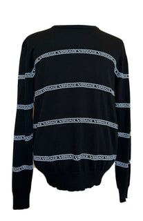 Neu mit Etikett: 850 $ Versace Logo Baumwollstrickpullover Schwarz 50 (Groß) Italien A89468S