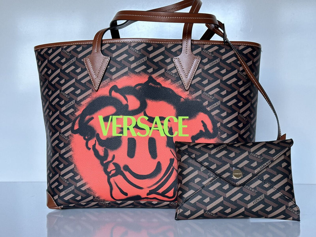 Neu mit Etikett Versace Greca Signature Smiley Medusa Tragetasche Abnehmbare Tasche IT 1008109