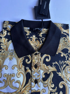 NWT 600 $ Versace Piquet Stoff Medusa Renaissance Poloshirt Medium 1008281