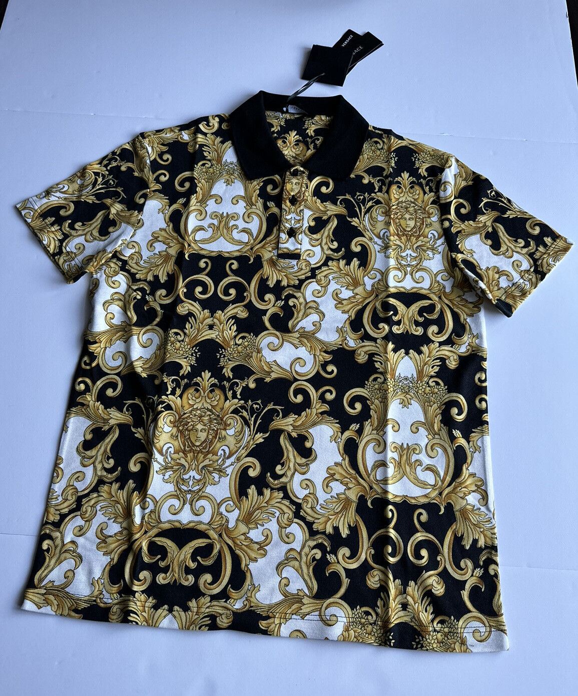 NWT 600 $ Versace Piquet Stoff Medusa Renaissance Poloshirt 2XL 1008281