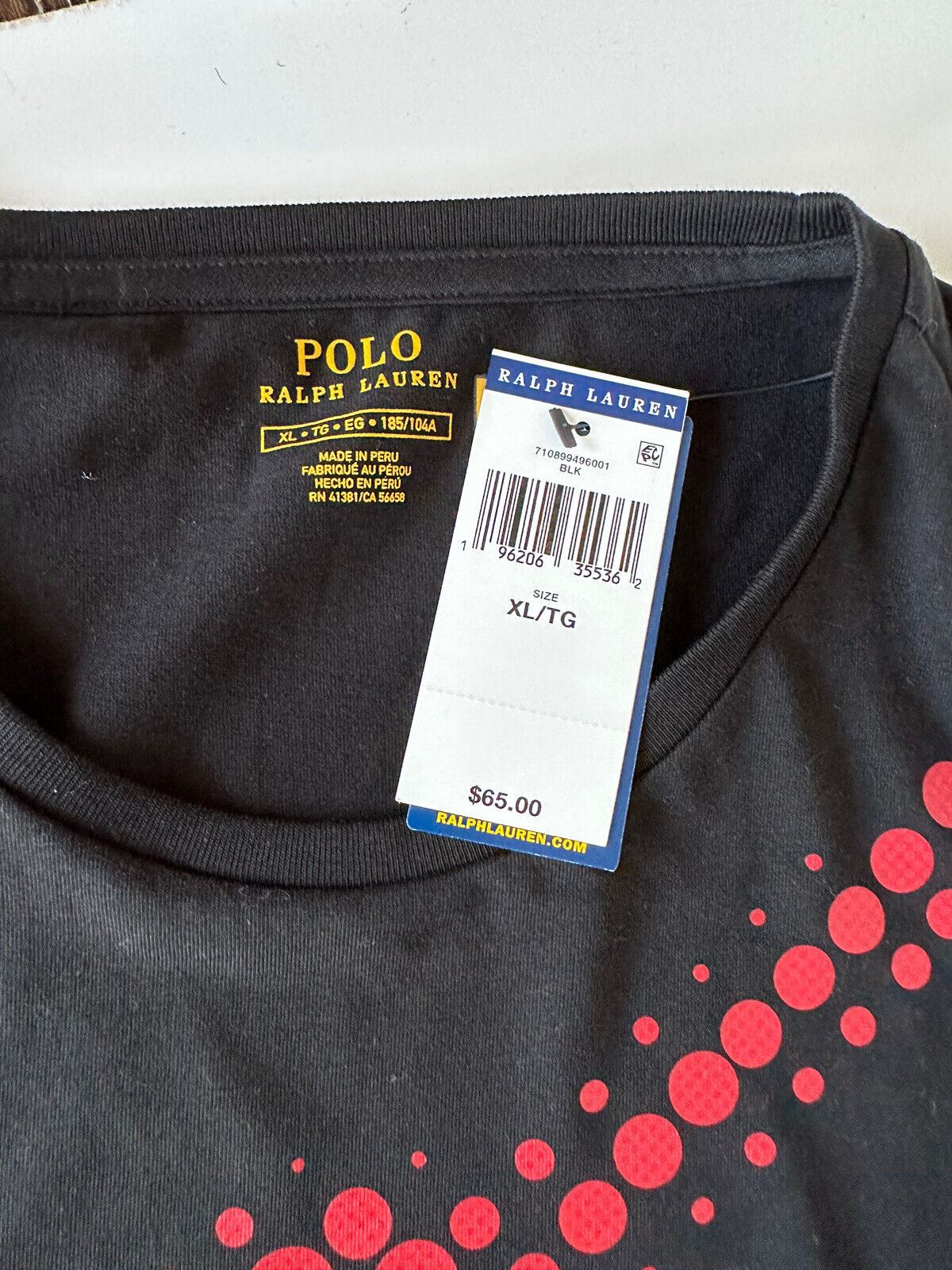 NWT 65 долларов США Polo Ralph Lauren Футболка с коротким рукавом и логотипом, черная, XL 