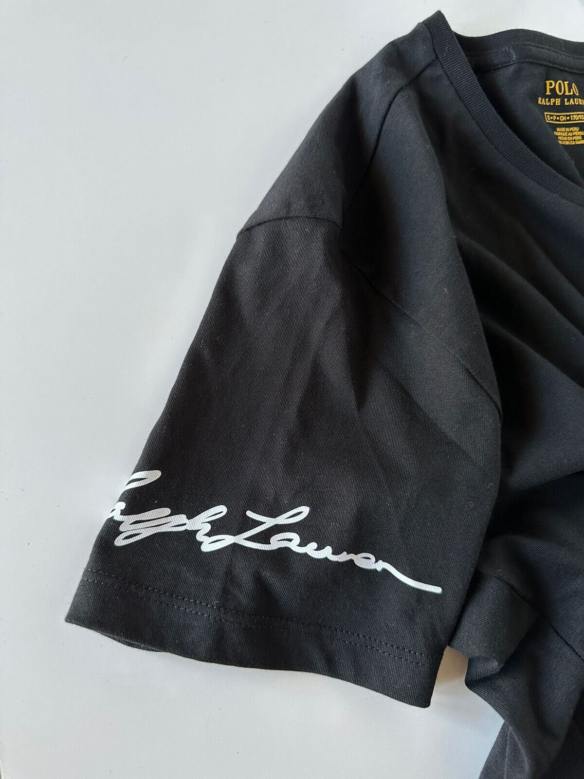 Neu mit Etikett: 65 $ Polo Ralph Lauren Kurzarm-Logo-T-Shirt Schwarz L 