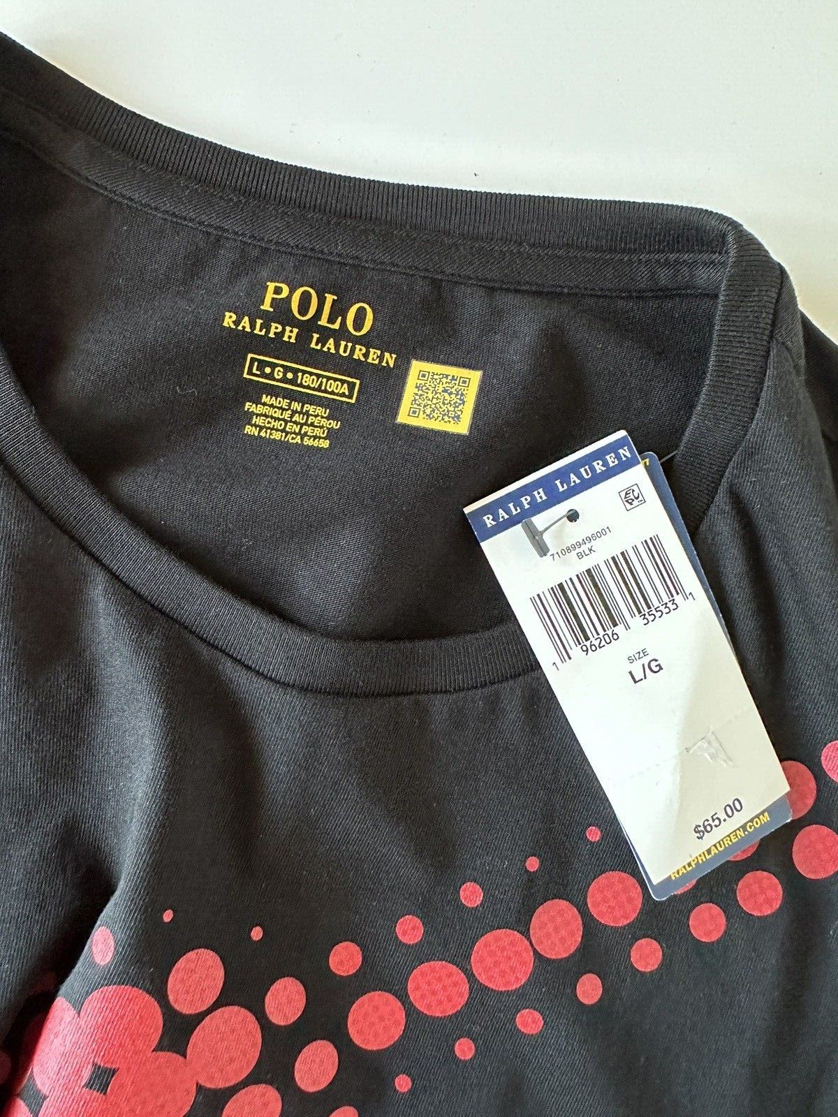 Neu mit Etikett: 65 $ Polo Ralph Lauren Kurzarm-Logo-T-Shirt Schwarz L 