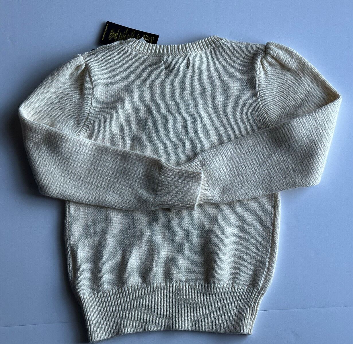 Бежевый хлопковый свитер с медведем для девочек Polo Ralph Lauren, NWT 165 долларов, 6X 