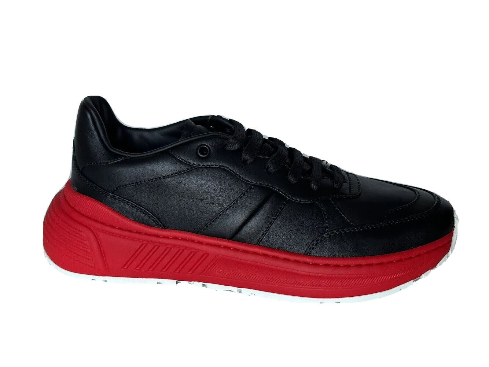 NIB 850 $ Bottega Veneta Herren-Sneaker aus schwarzem/rotem Leder 9 US (42 Euro) 565646 